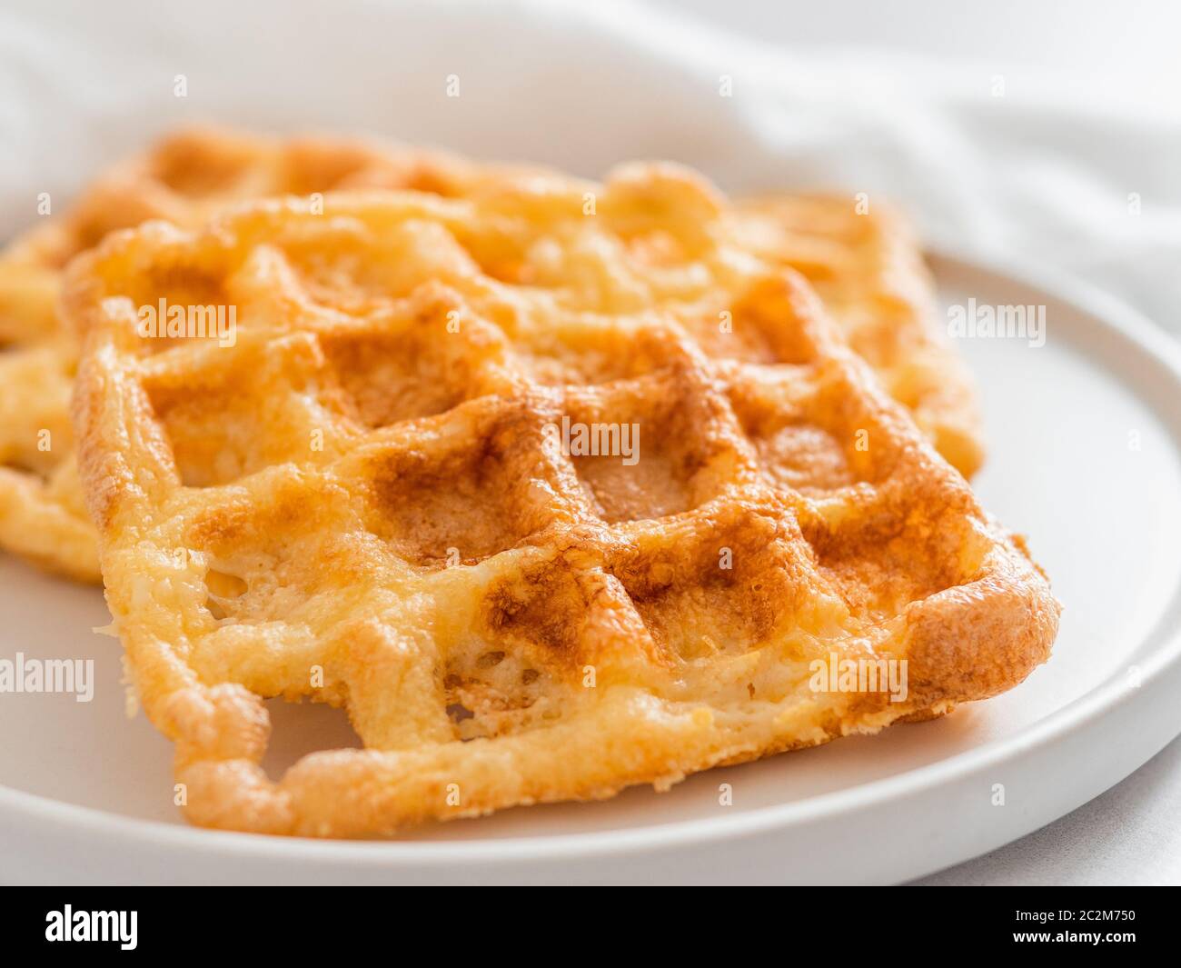 Savory keto two ingredients waffles chaffles Stock Photo Alamy