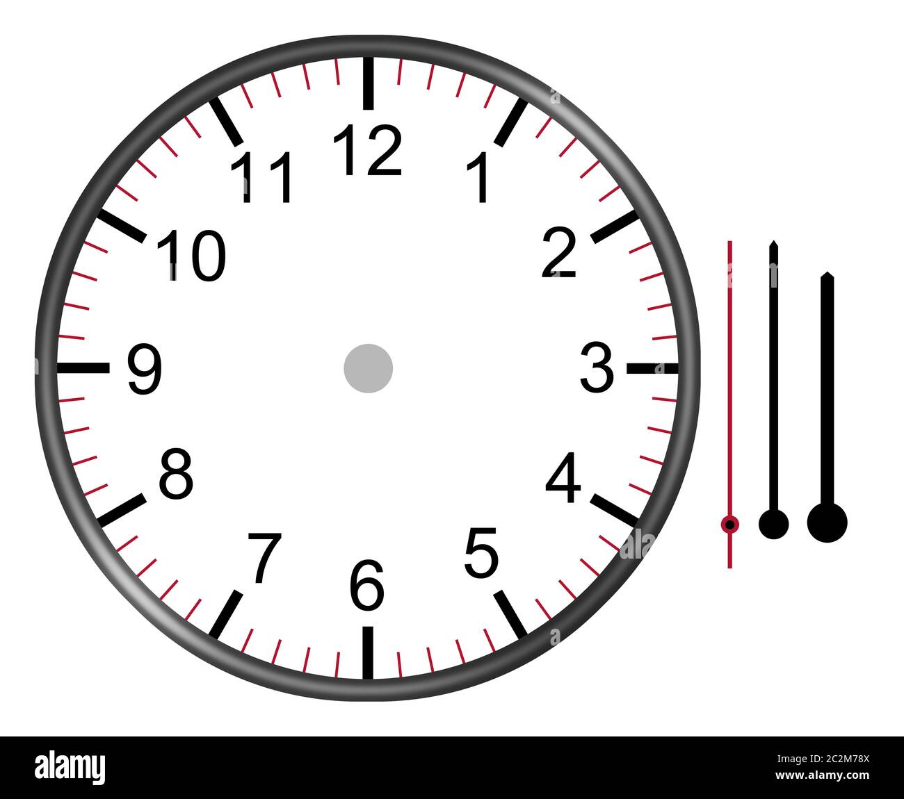 A clock illustration face with numbers hour minute and second hands