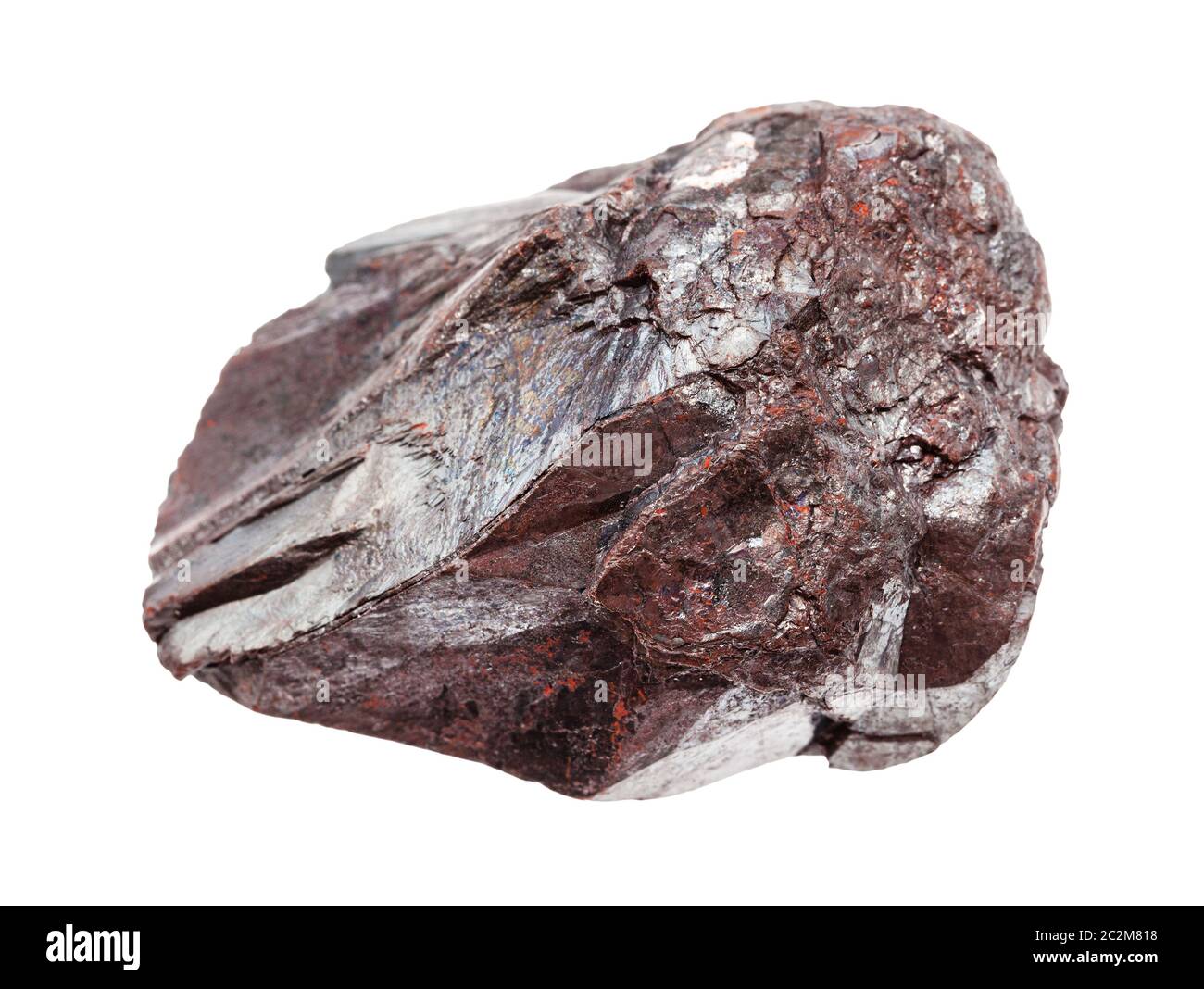 closeup of sample of natural mineral from geological collection - raw Hematite (iron ore) rock isolated on white background Stock Photo