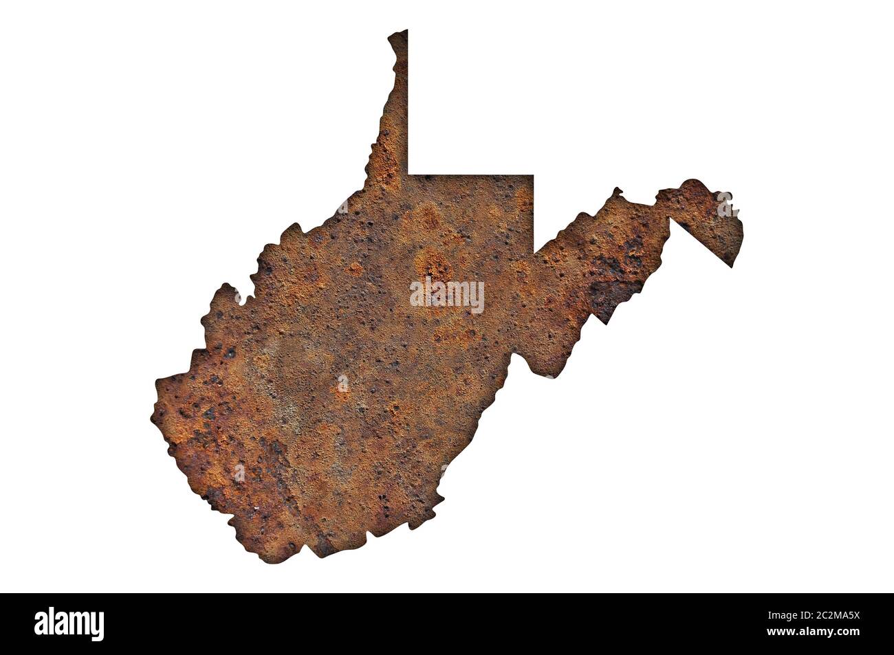 Map of West Virginia on rusty metal Stock Photo