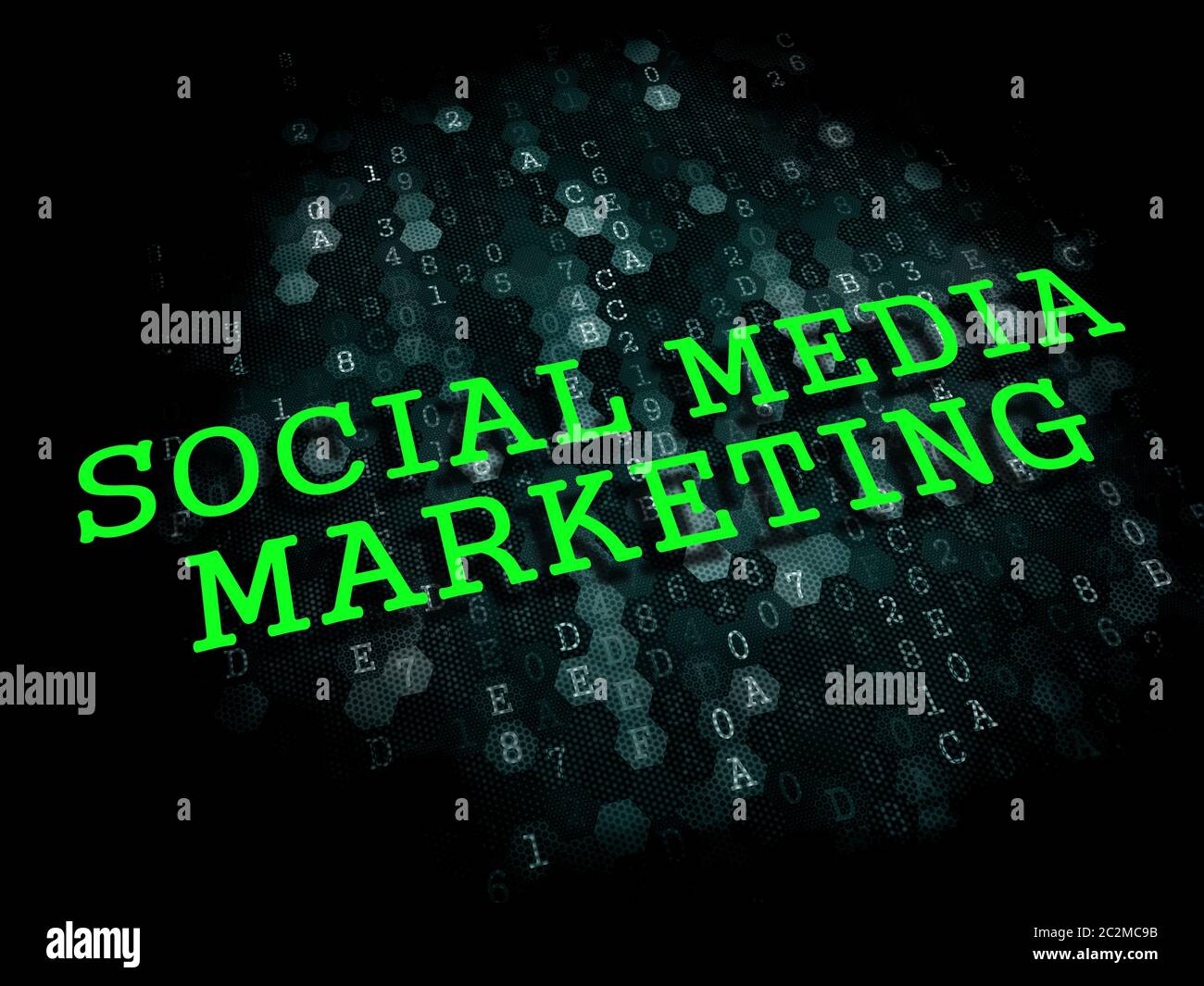Social Media Marketing - Business Concept. The Words in Light Green Color  on Dark Digital Background Stock Photo - Alamy