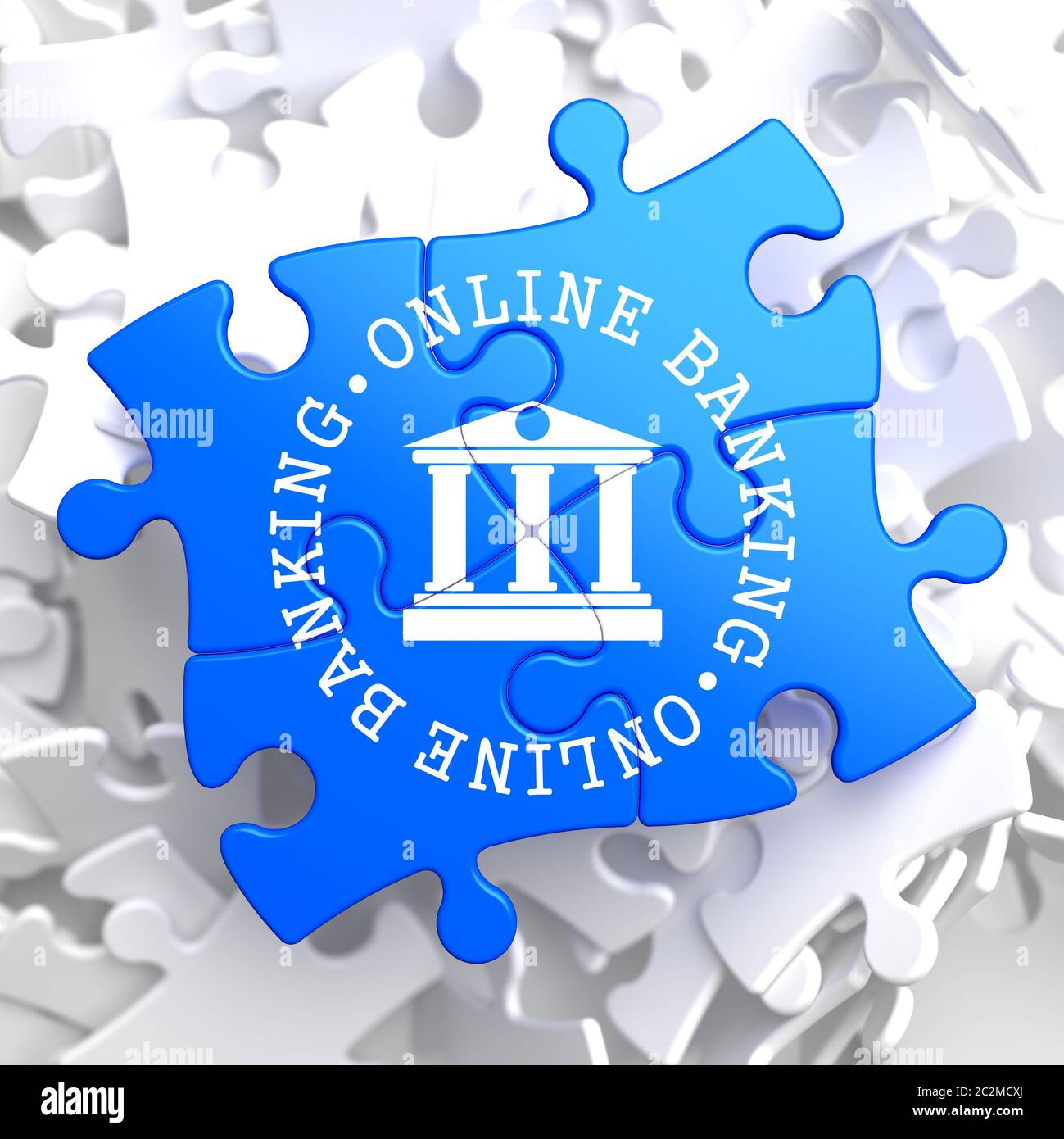 Online Banking on Blue Puzzle. Business Concept Stock Photo - Alamy