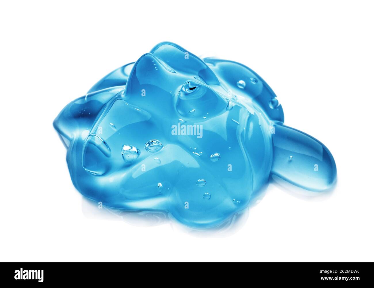 Squeezed cosmetic clear cream gel texture Iisolated on white background. Close up photo of transparent drop of skin care product Stock Photo