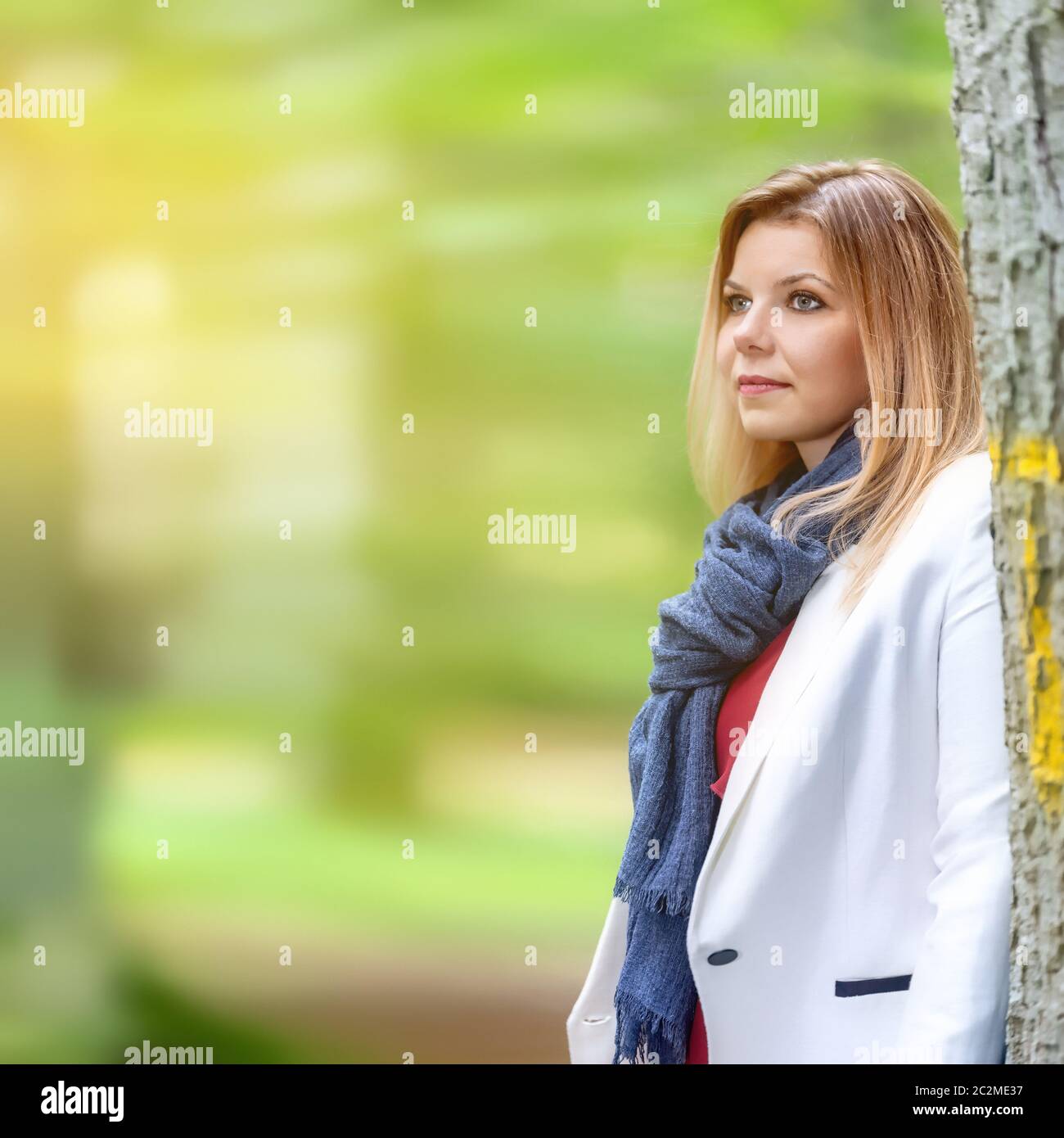 beautiful young woman portrait autumn outdoor Stock Photo