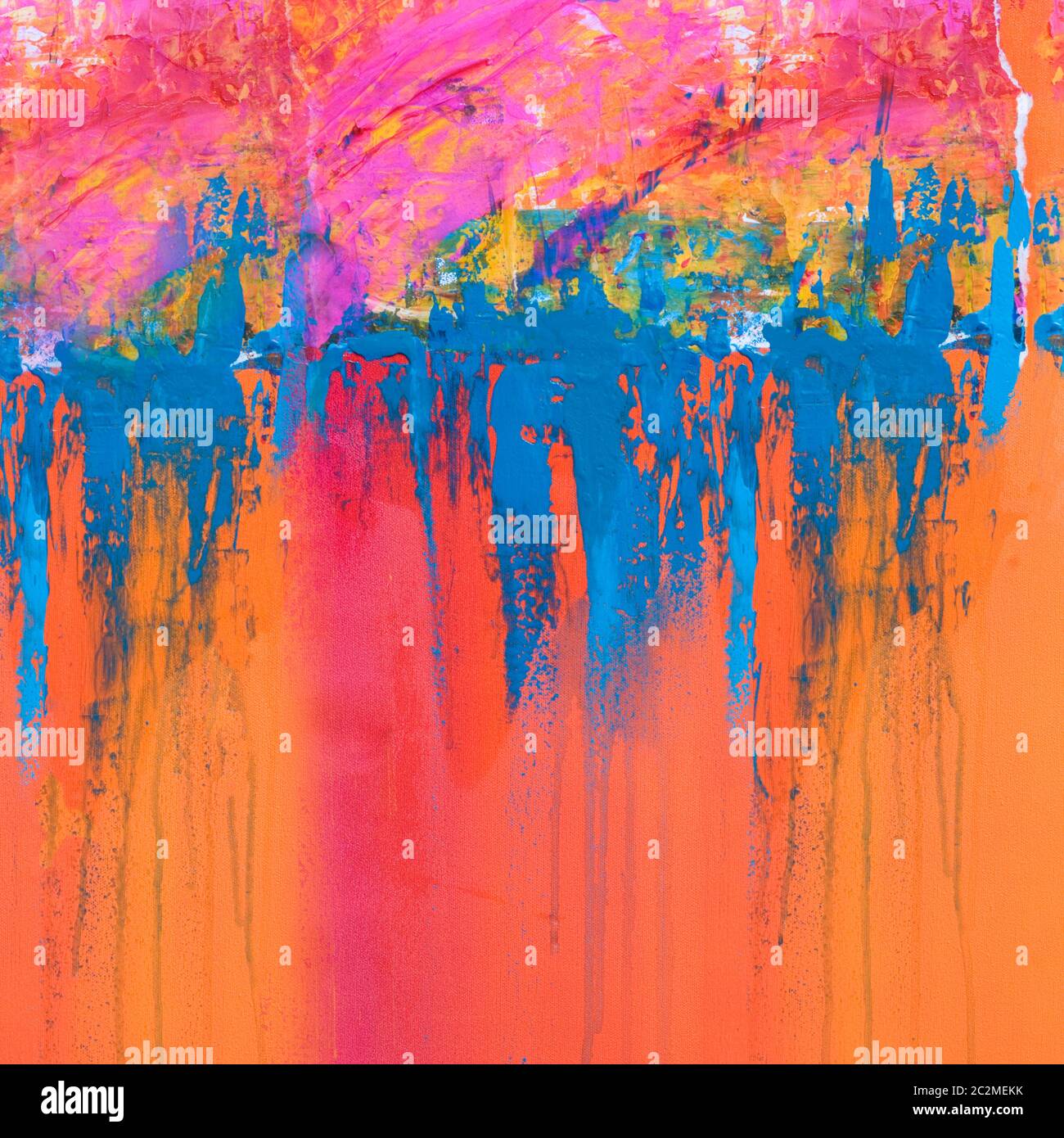 diital created abstract blue and orange background with a handpainted ...