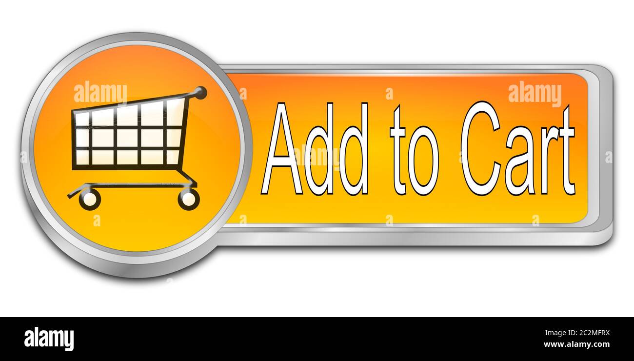 orange Add to cart Button - 3D illustration Stock Photo