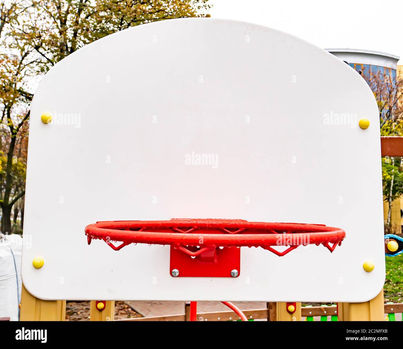 Basketball backboard on a street playground. Competition Stock Photo