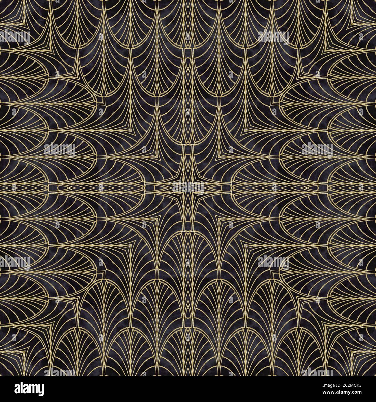 seamless pattern tile in an Art Deco like style with elegant gold ...