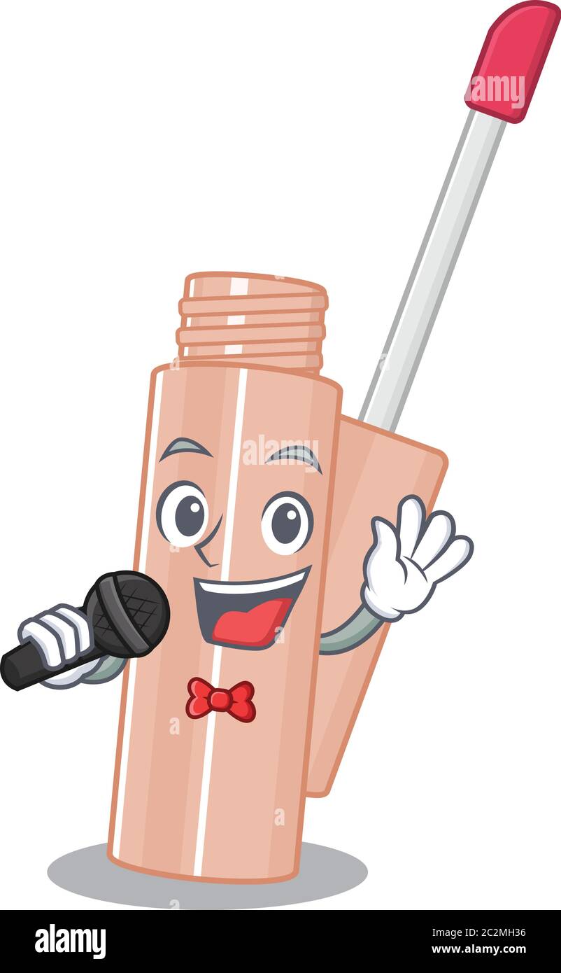 cartoon character of lip tint sing a song with a microphone Stock