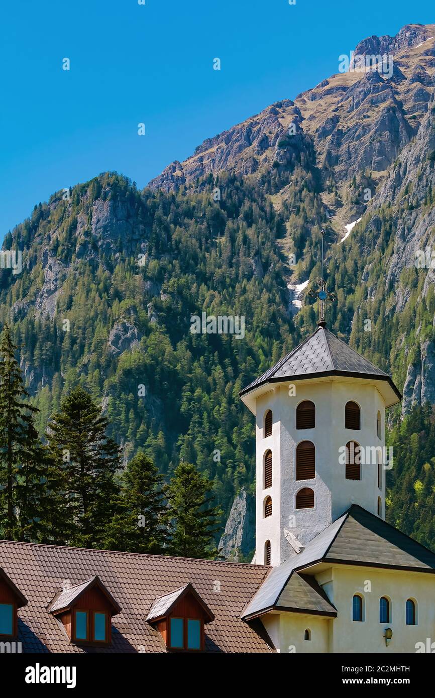 Monastery at the Foot of the Mountains Stock Photo