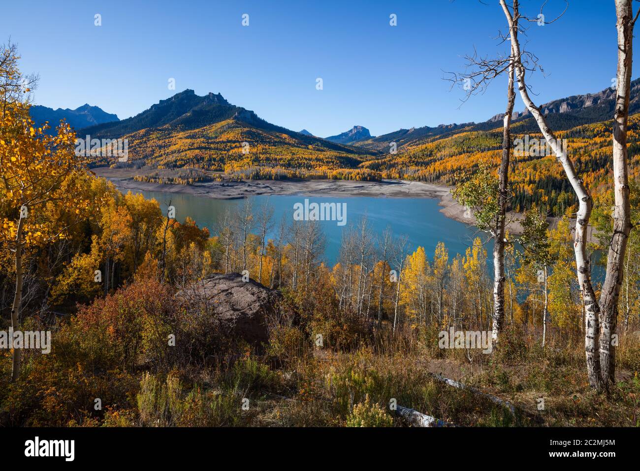 Autumn at Silver Jack Reservoir, Uncompahgre National Forest, Gunnison County, Colorado Stock Photo