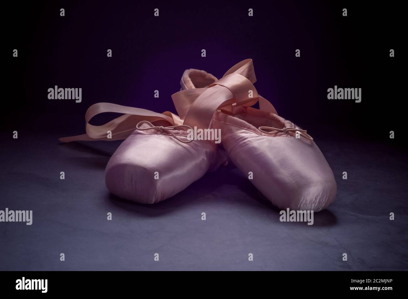 Pointe shoes ballet dance shoes with a bow of ribbons beautifully