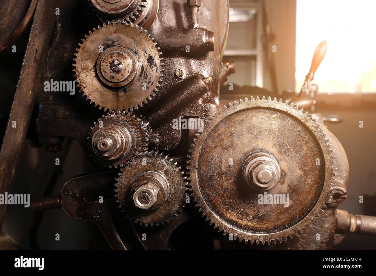 Old gear machine in factory hi-res stock photography and