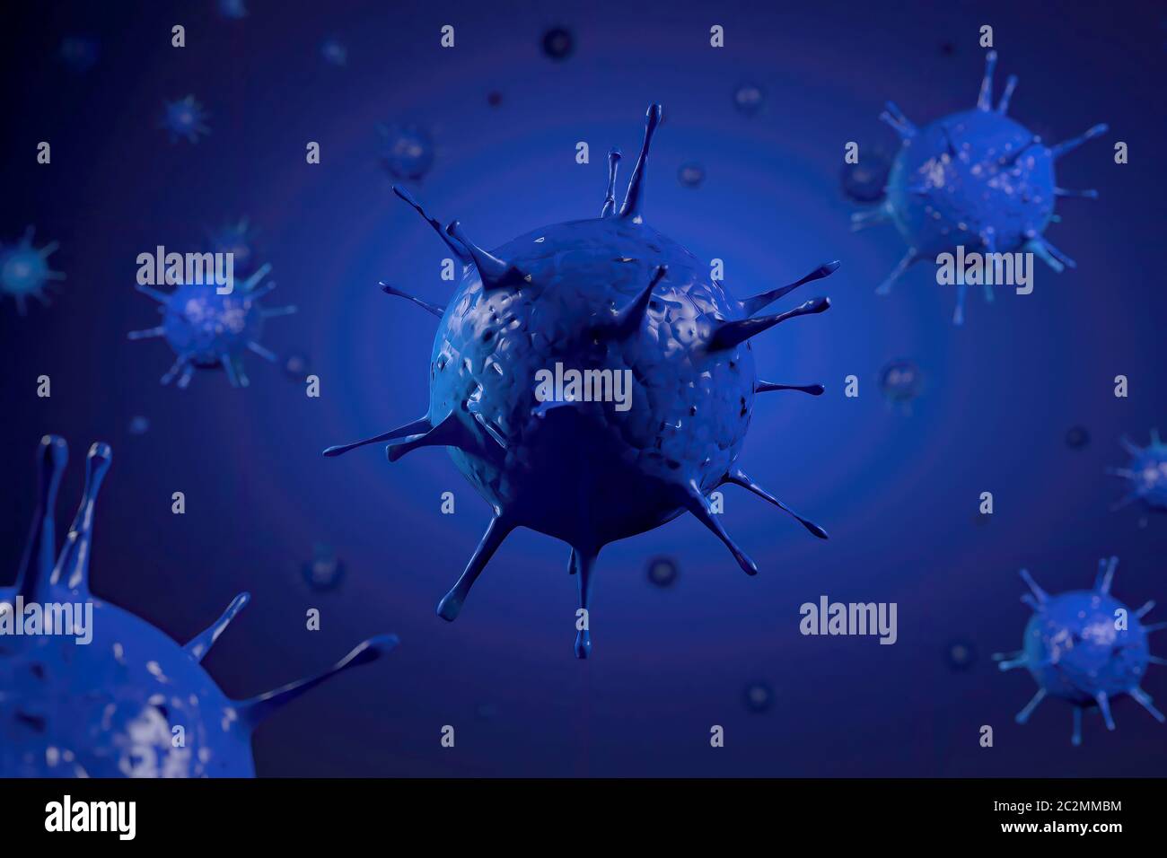 3d rendering Microscope virus close up. 3d illustration viruses causing