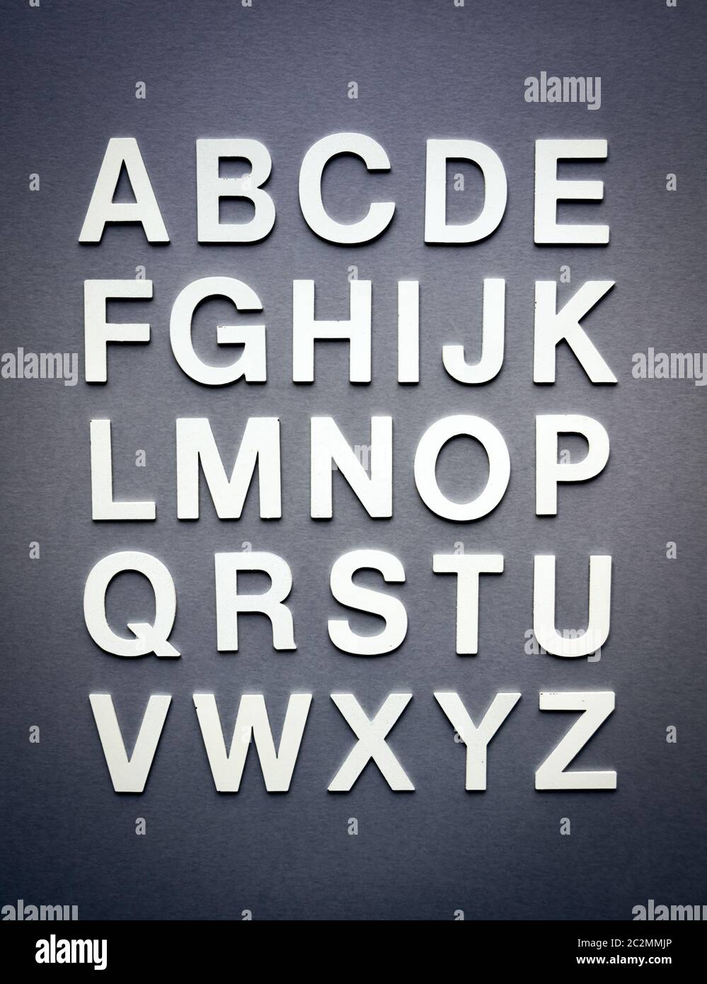 Alphabet made with solid letters on a blackboard Stock Photo