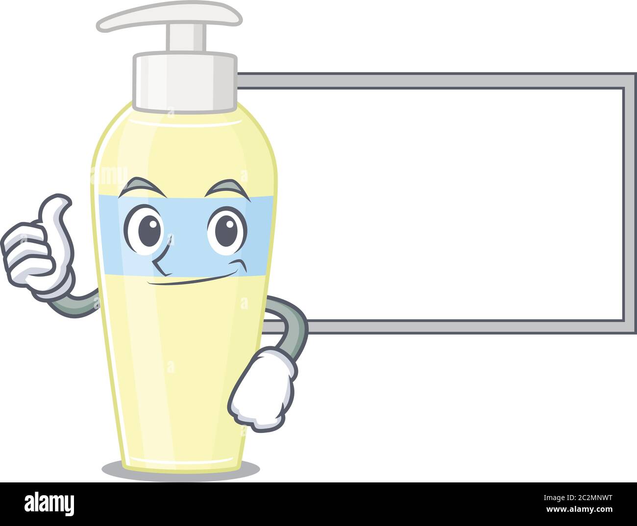 Serum Cartoon Design With Thumbs Up Finger Bring A White Board Stock