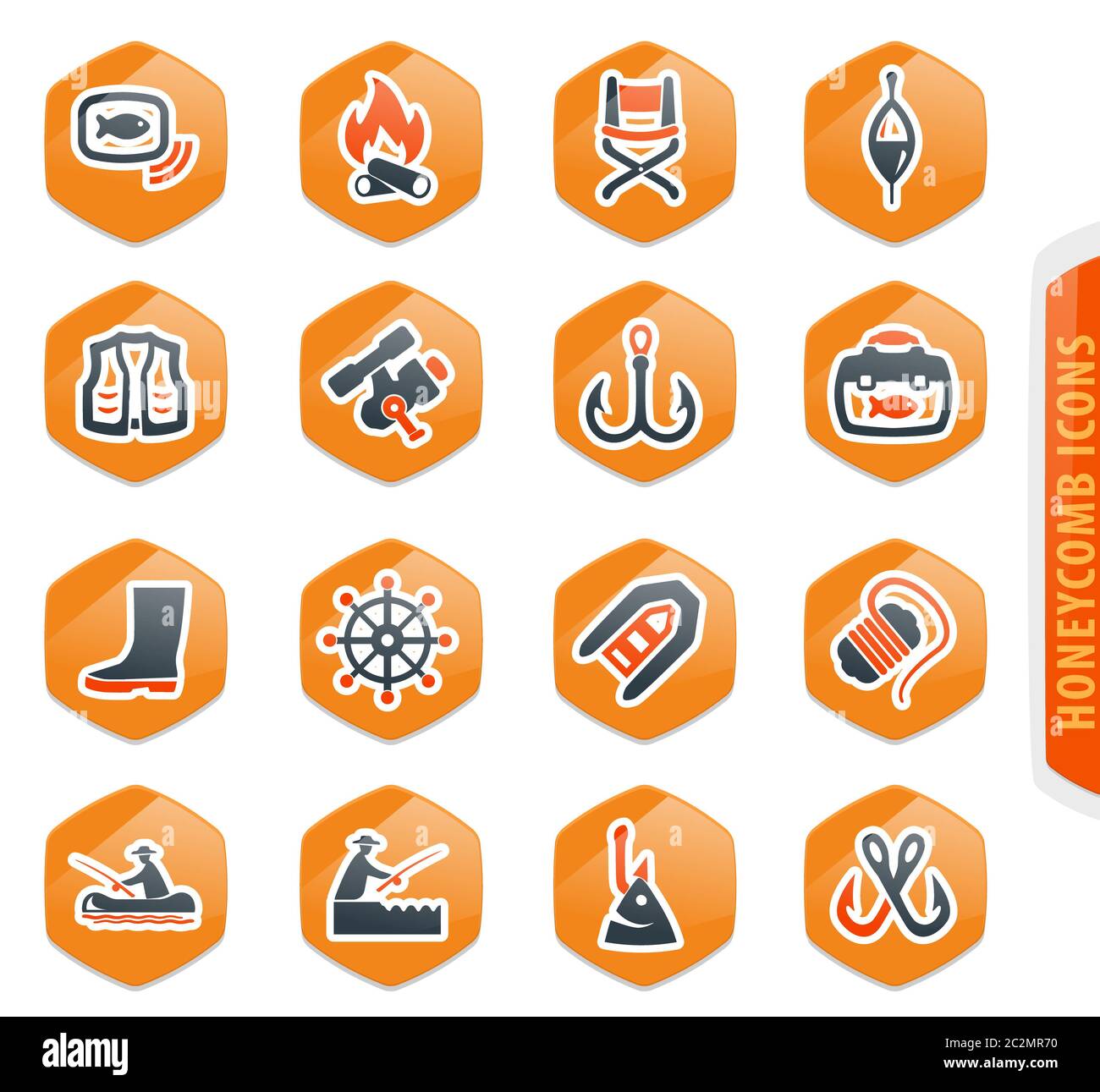 Fishing color vector icons for user interface design Stock Photo