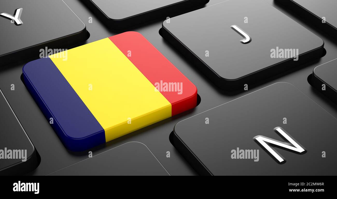 Romania Flag Computer Flag of Romania - Button on Black Computer Keyboard Stock Photo - Alamy