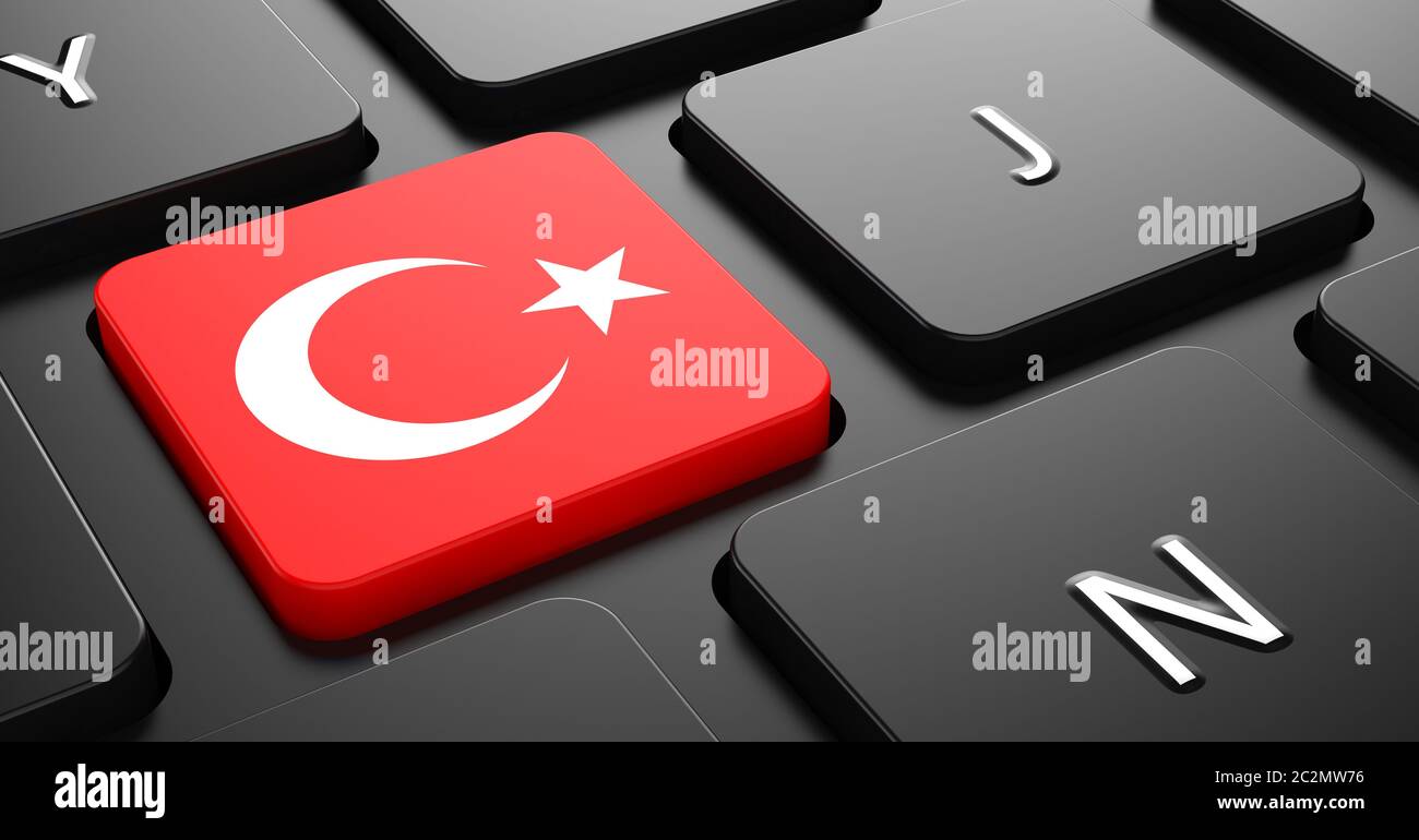 Flag of Turkey - Button on Black Computer Keyboard Stock Photo - Alamy