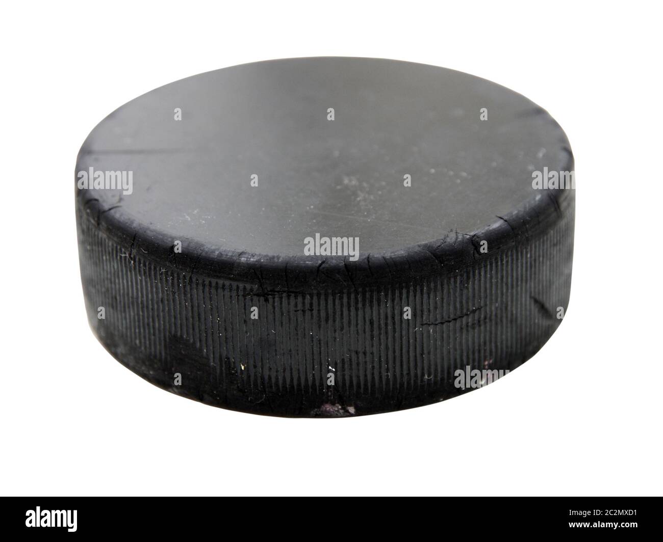 Black old hockey puck Stock Photo Alamy