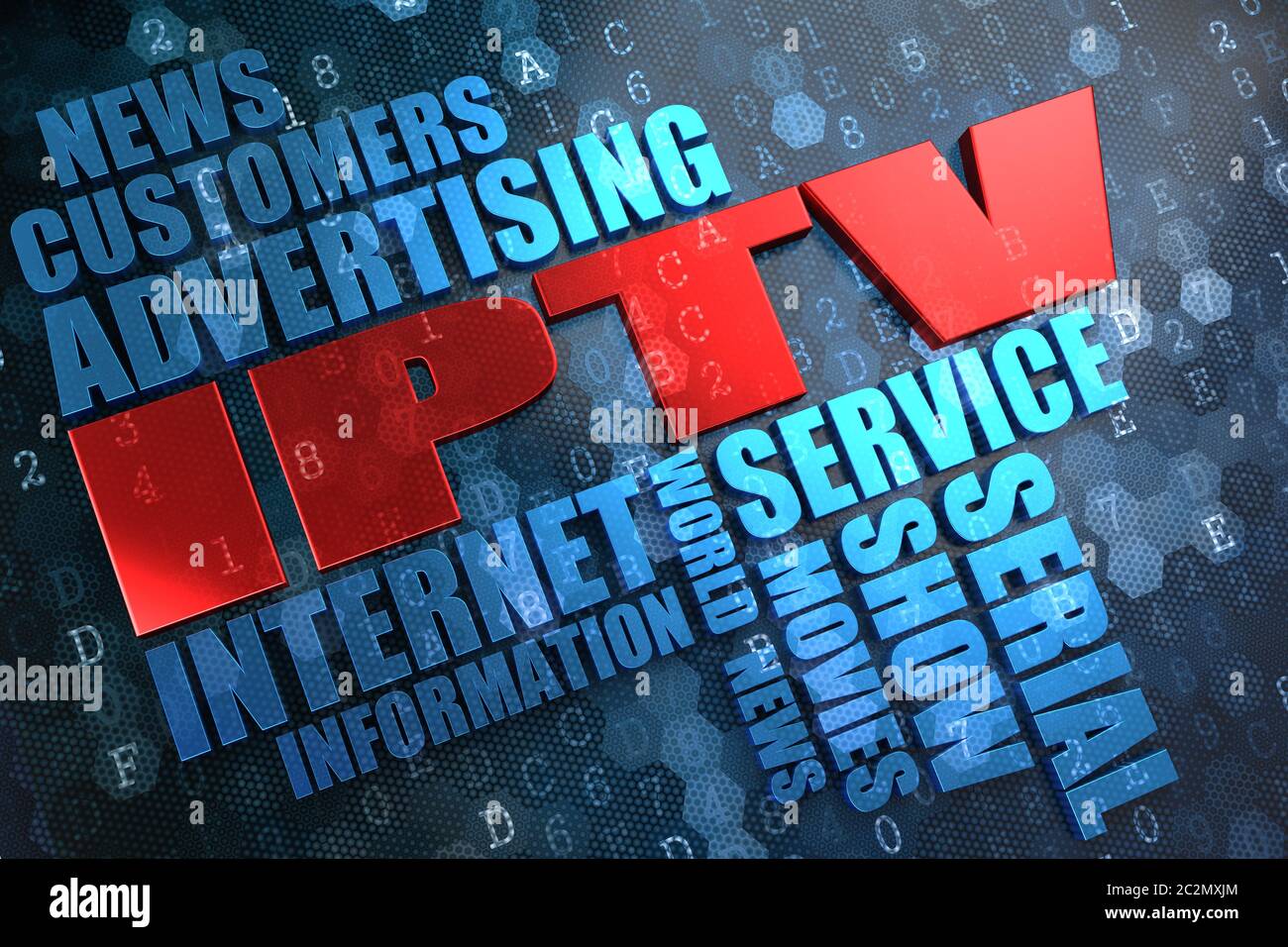 Iptv Wordcloud Concept The Word In Red Color Surrounded By A Cloud Of Blue Words Stock Photo Alamy