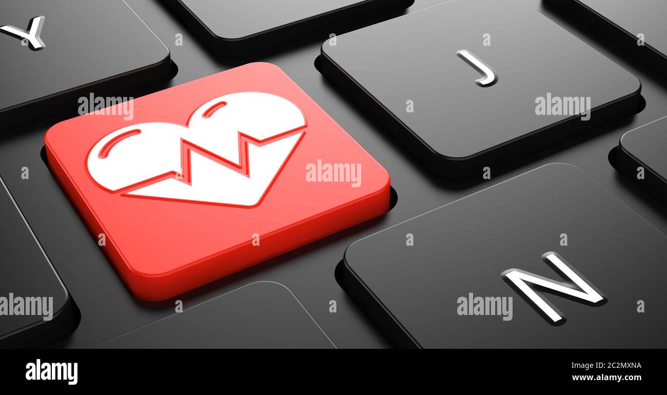 Heart with Cardiogram Line on Red Button on Black Computer Keyboard ...