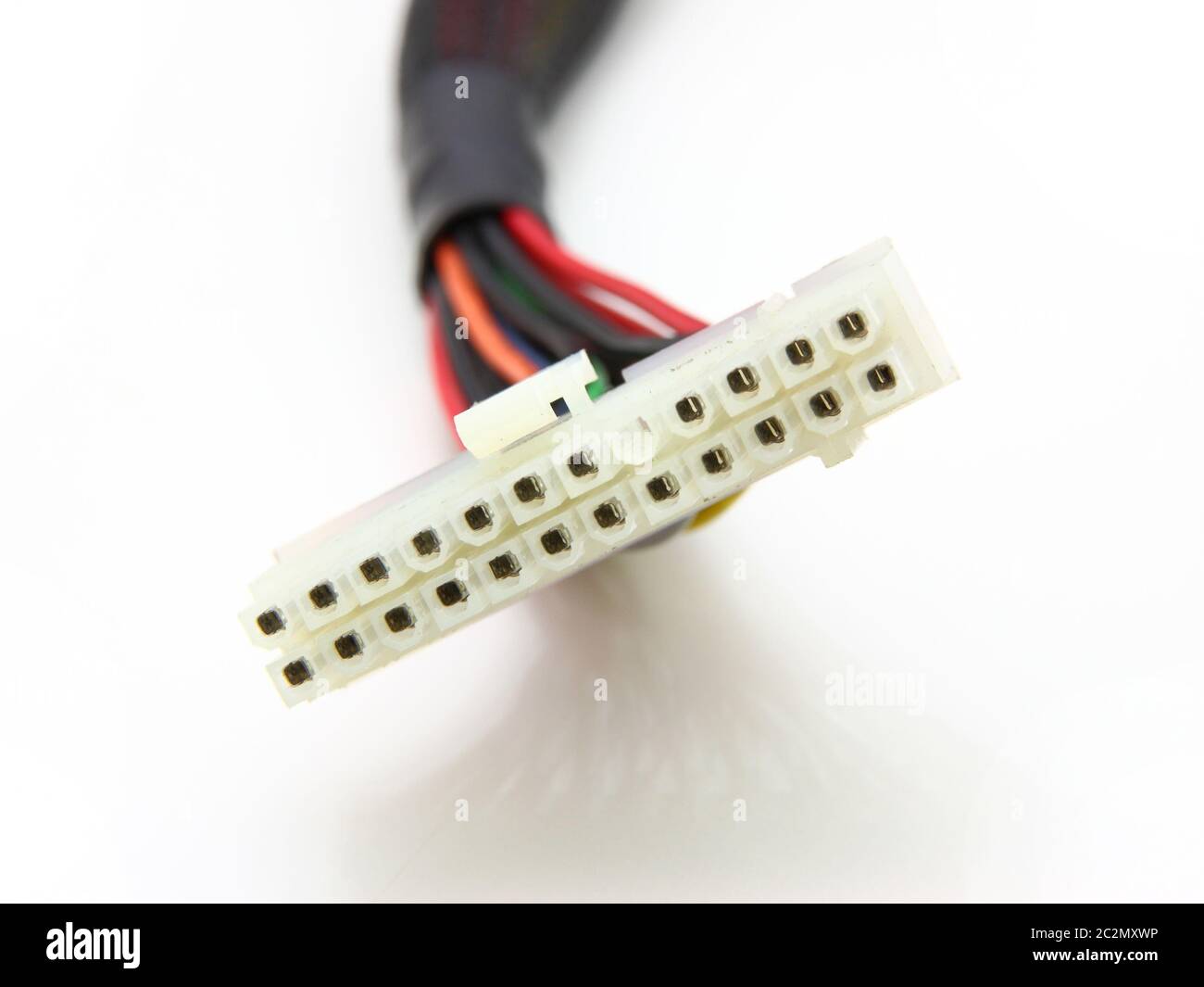 Computer motherboard power lines. Color cables Stock Photo Alamy