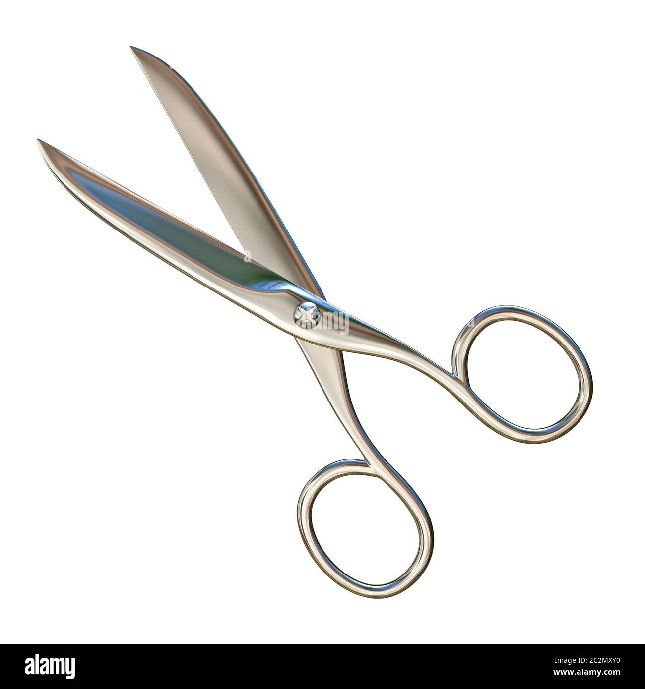 Metal scissors 3D render illustration isolated on white background Stock Photo