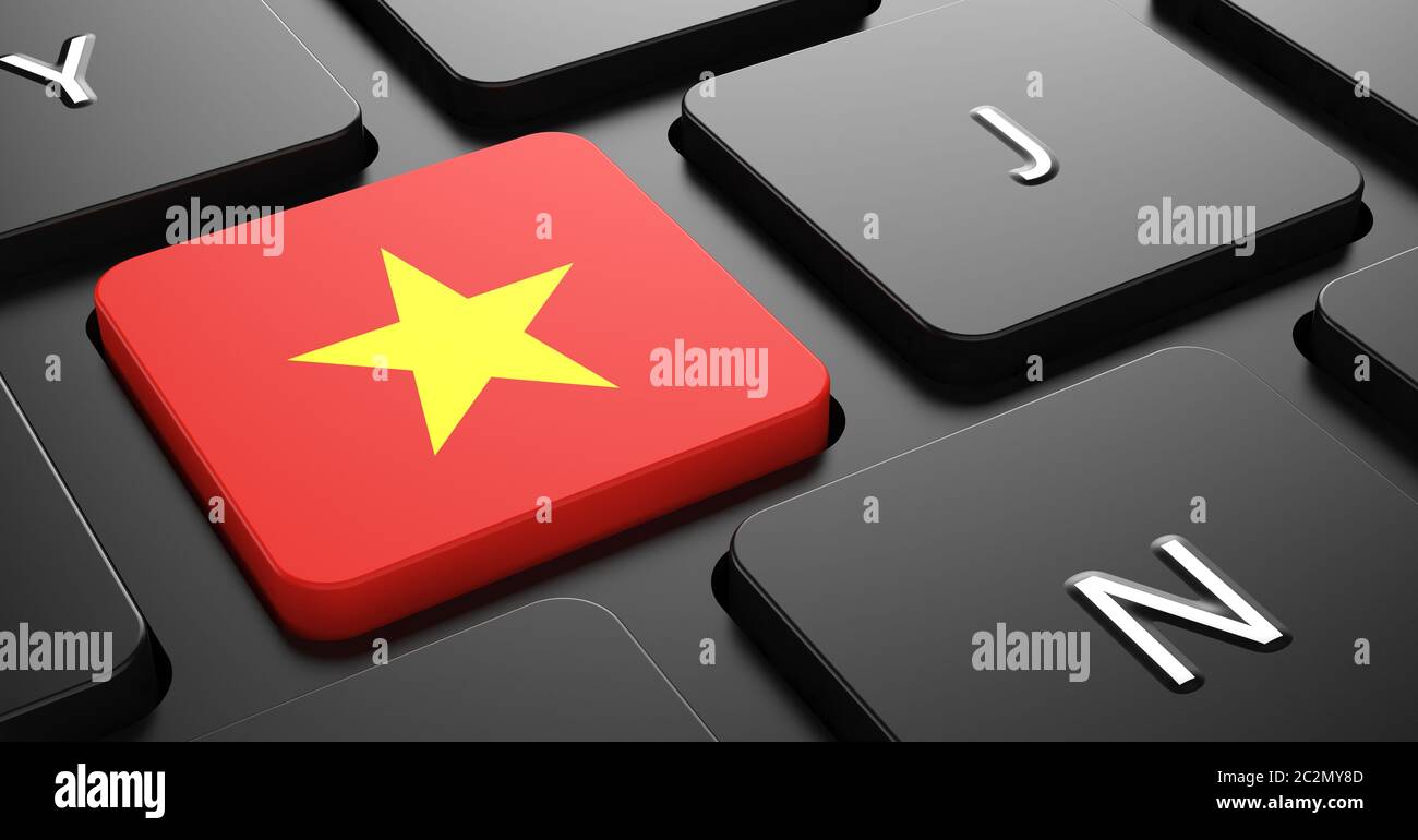 Flag of Vietnam - Button on Black Computer Keyboard. Stock Photo