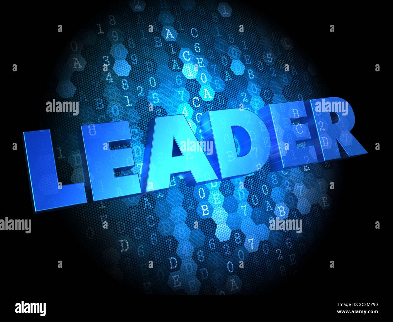 Leader Text in Blue Color on Dark Digital Background Stock Photo Alamy