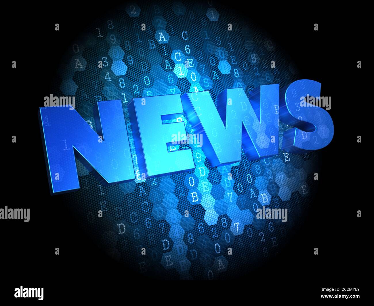 News - Text in Blue Color on Dark Digital Background Stock Photo - Alamy