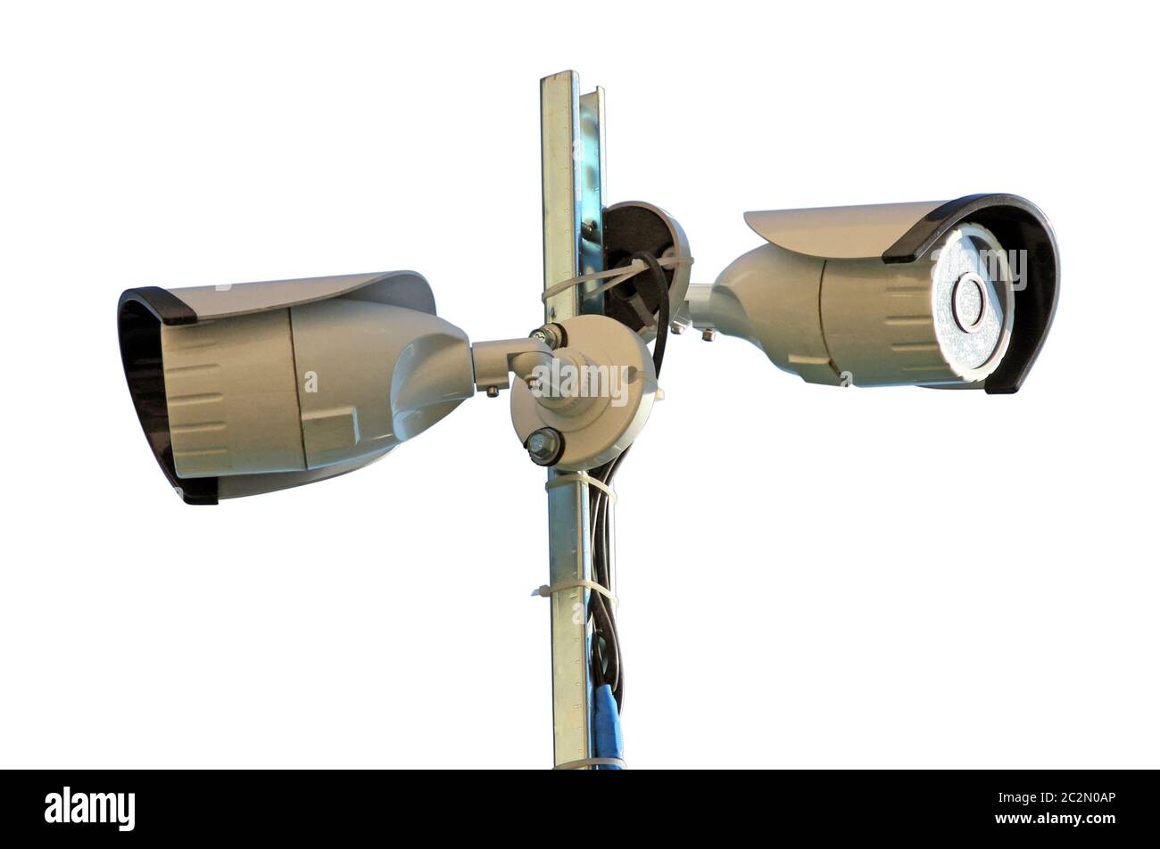 Two security cameras on a white background Stock Photo Alamy