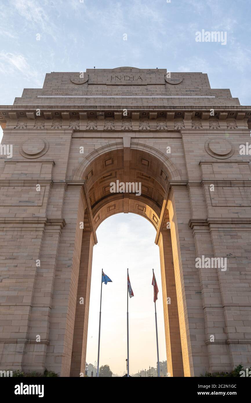 india gate shining bright from the sunset light. Taken in New Delhi, India. India gate is a