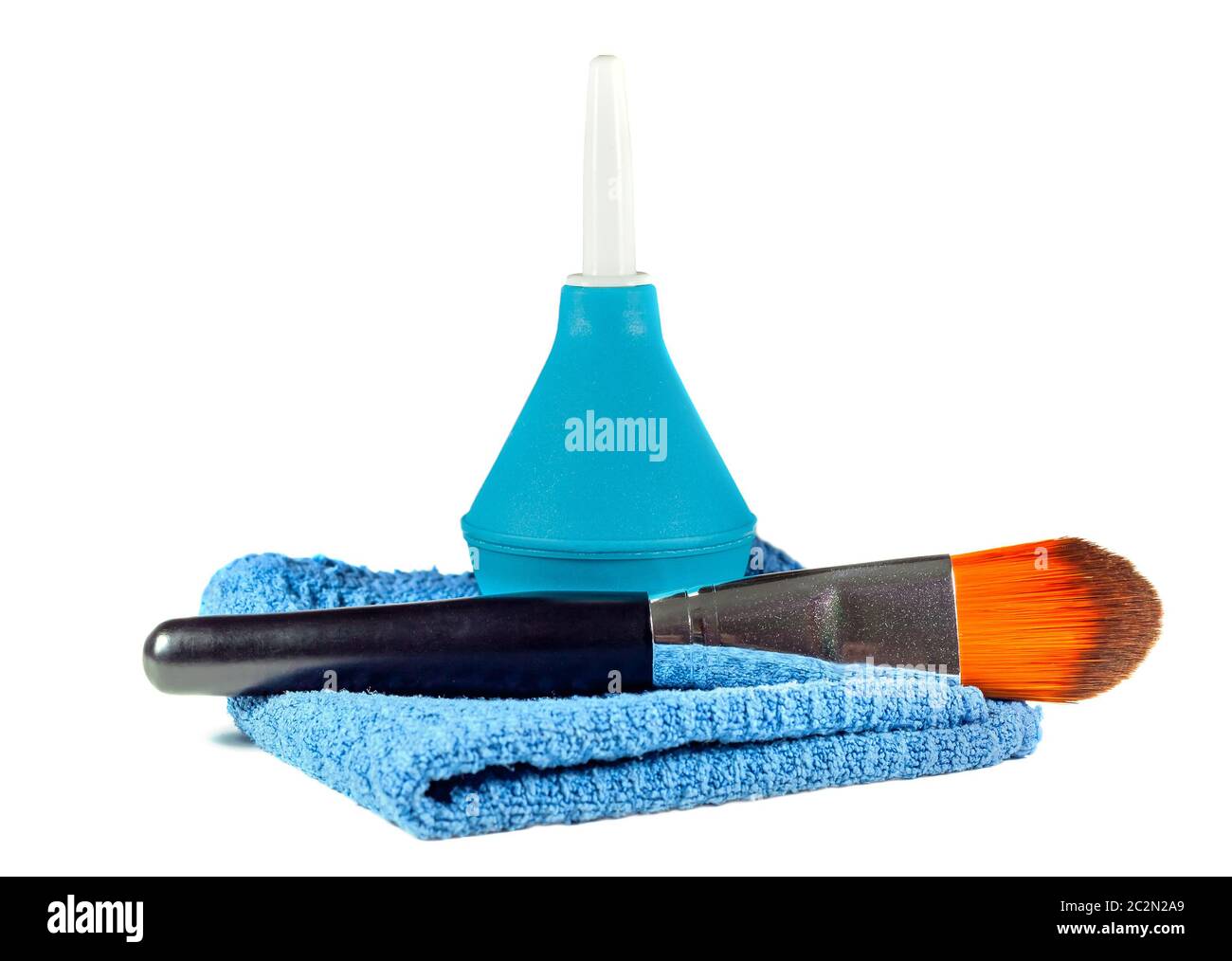 Enema and cosmetic brush and cloth Stock Photo