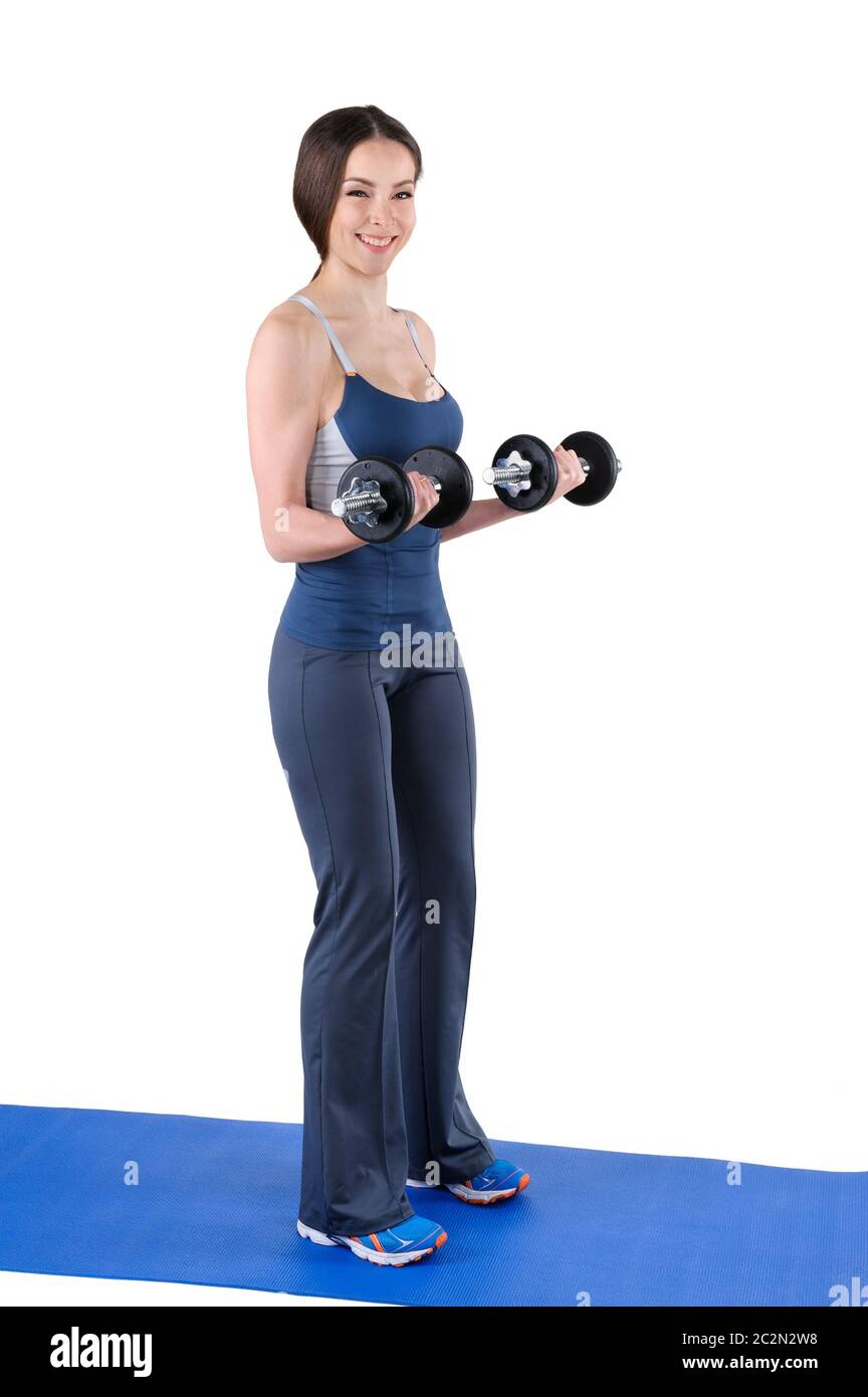Finishing position of biceps curl Stock Photo