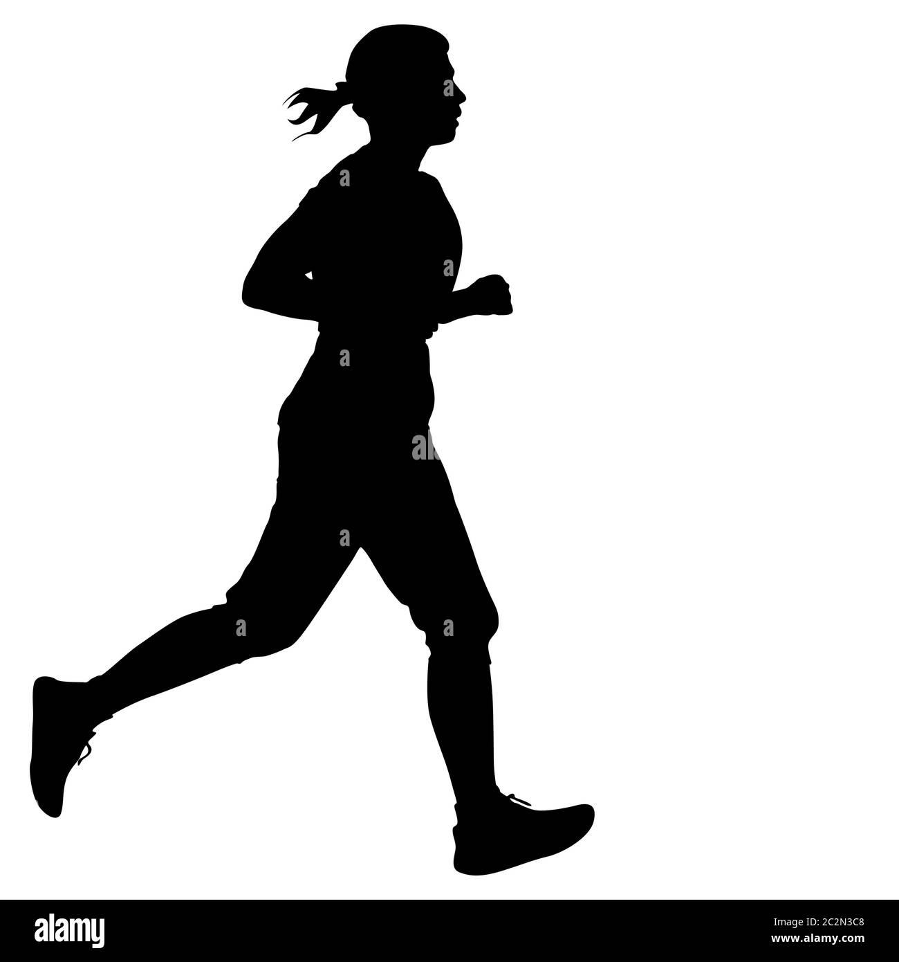 Silhouettes Runners on sprint, women. vector illustration Stock Photo ...