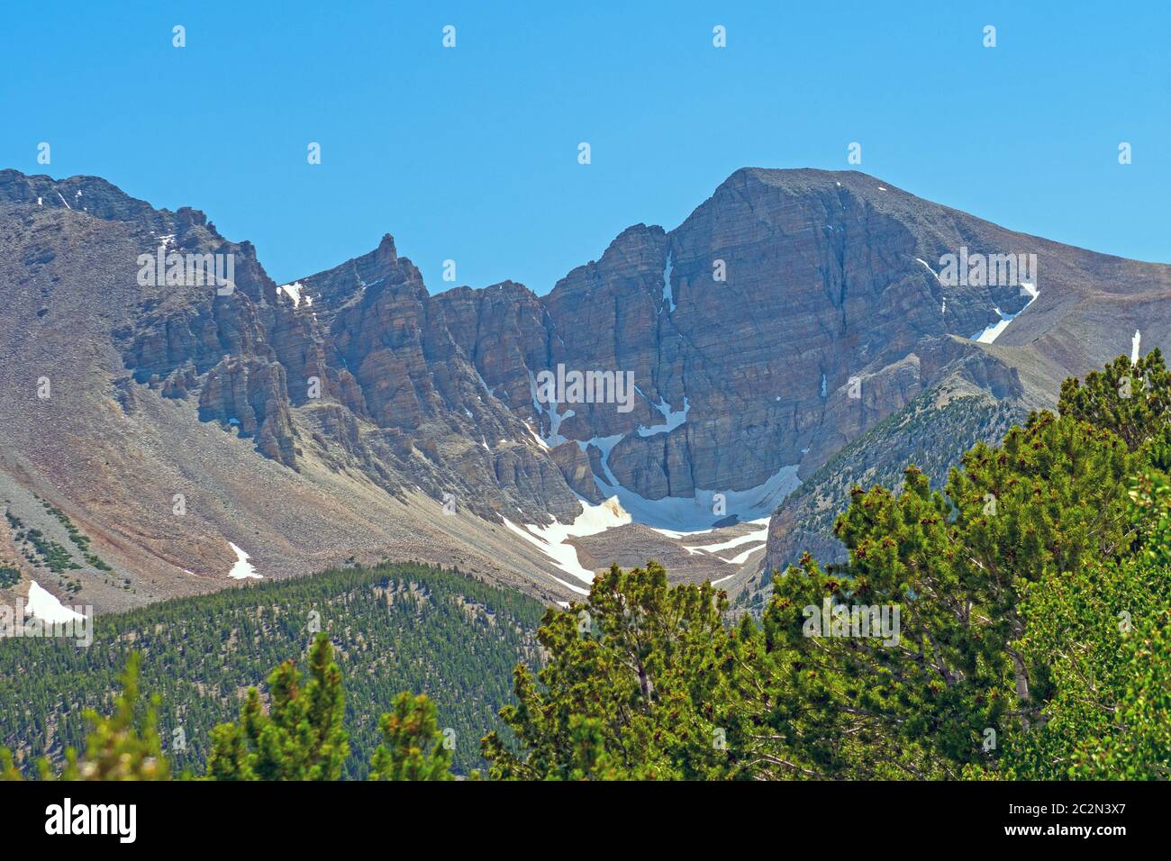 Wheeler Peak in the Summer Sun in Great Basin National Park in Nevada Stock Photo