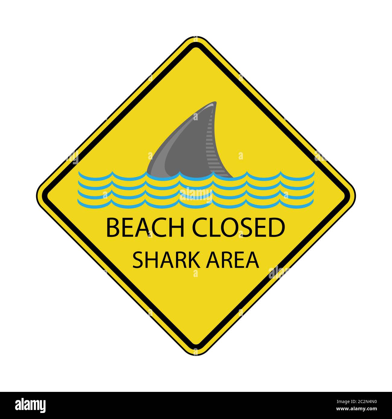 Danger Shark Zone. Beware of Sharks. Yellow Square Warning Sign ...