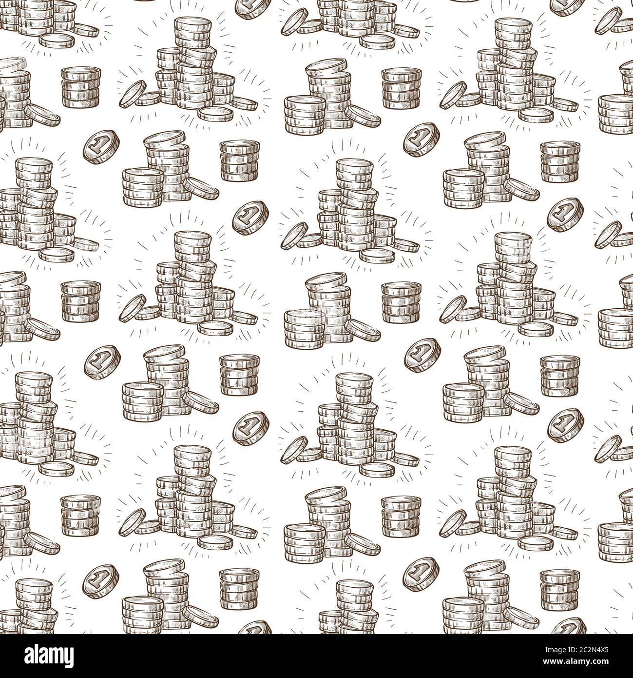 Coins in pile, money savings treasure seamless pattern Stock Vector ...