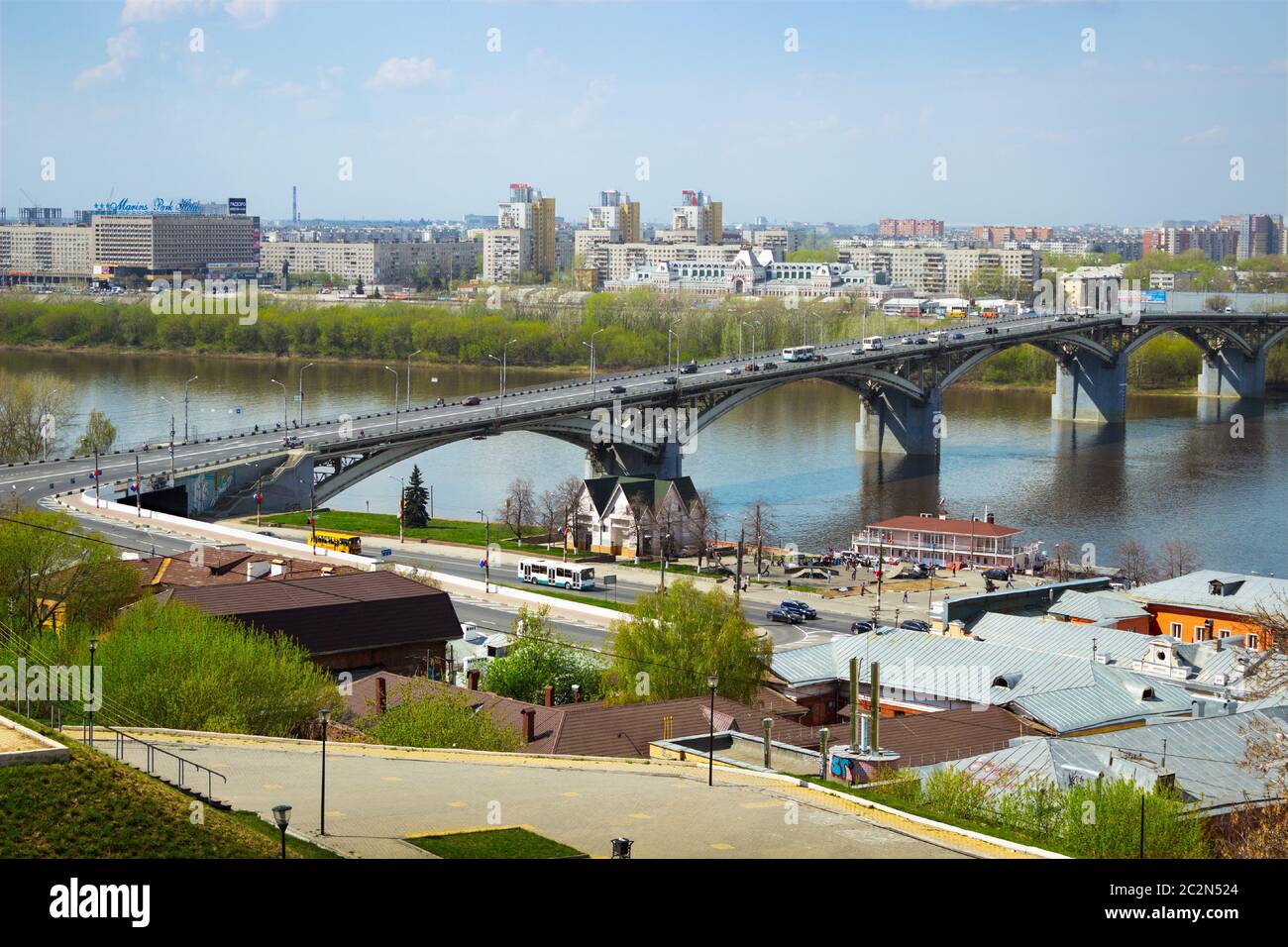 Bridge over the river Oka, Nizhny Novgorod, Russia Stock Photo