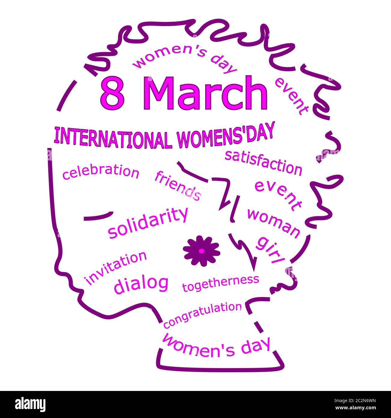 International Women's Day Wordcloud - 8 March â€“ illustration Stock Photo
