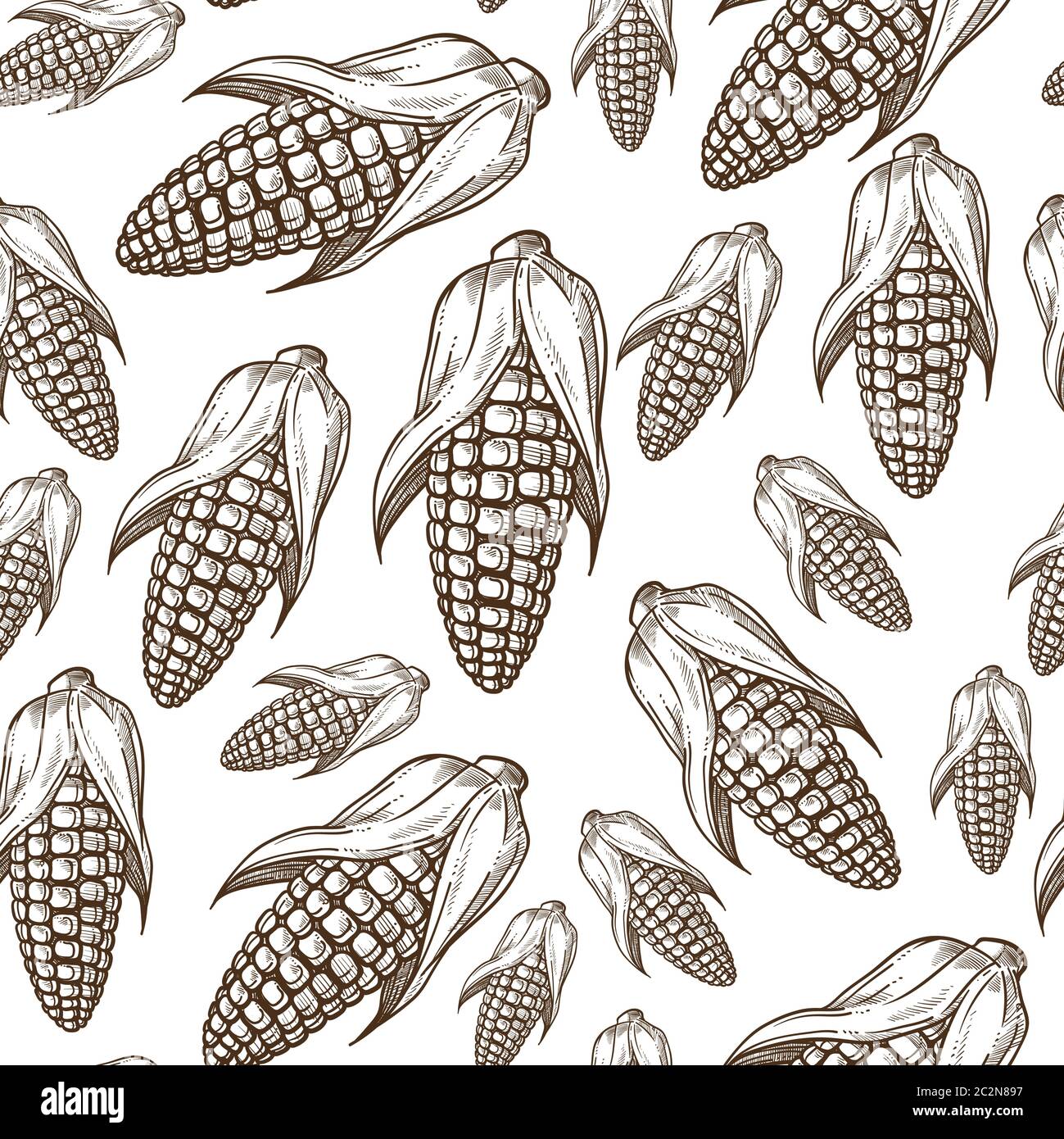 Corn harvest, organic food raw ingredient seamless pattern Stock Vector