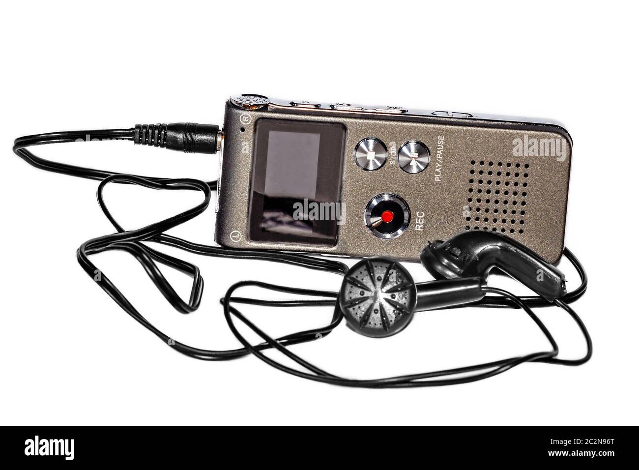 Voice recorder with headphones Stock Photo Alamy