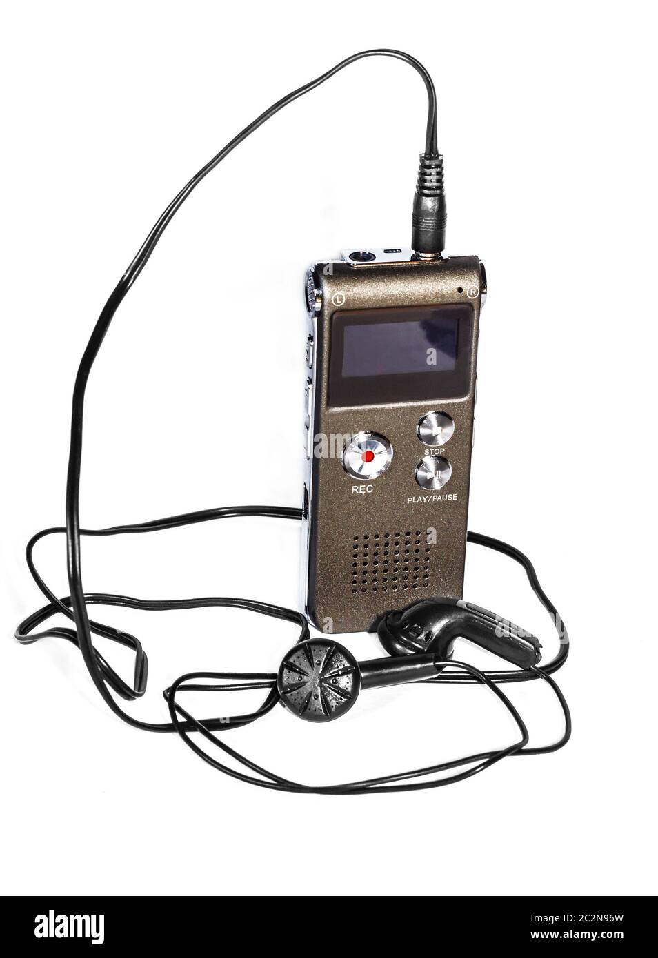 Voice recorder with headphones Stock Photo