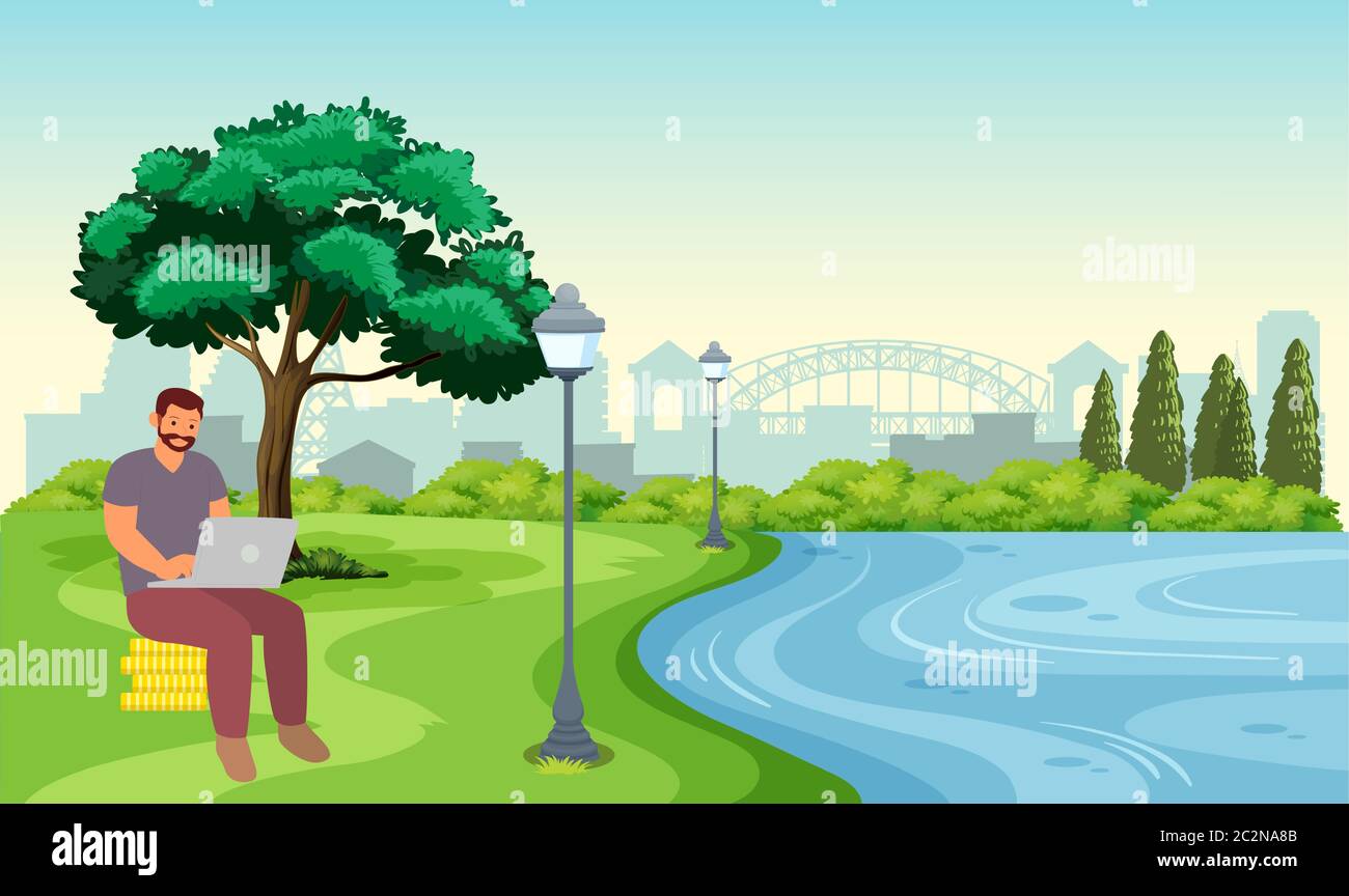 Smiling man sitting coffee Stock Vector Images Alamy