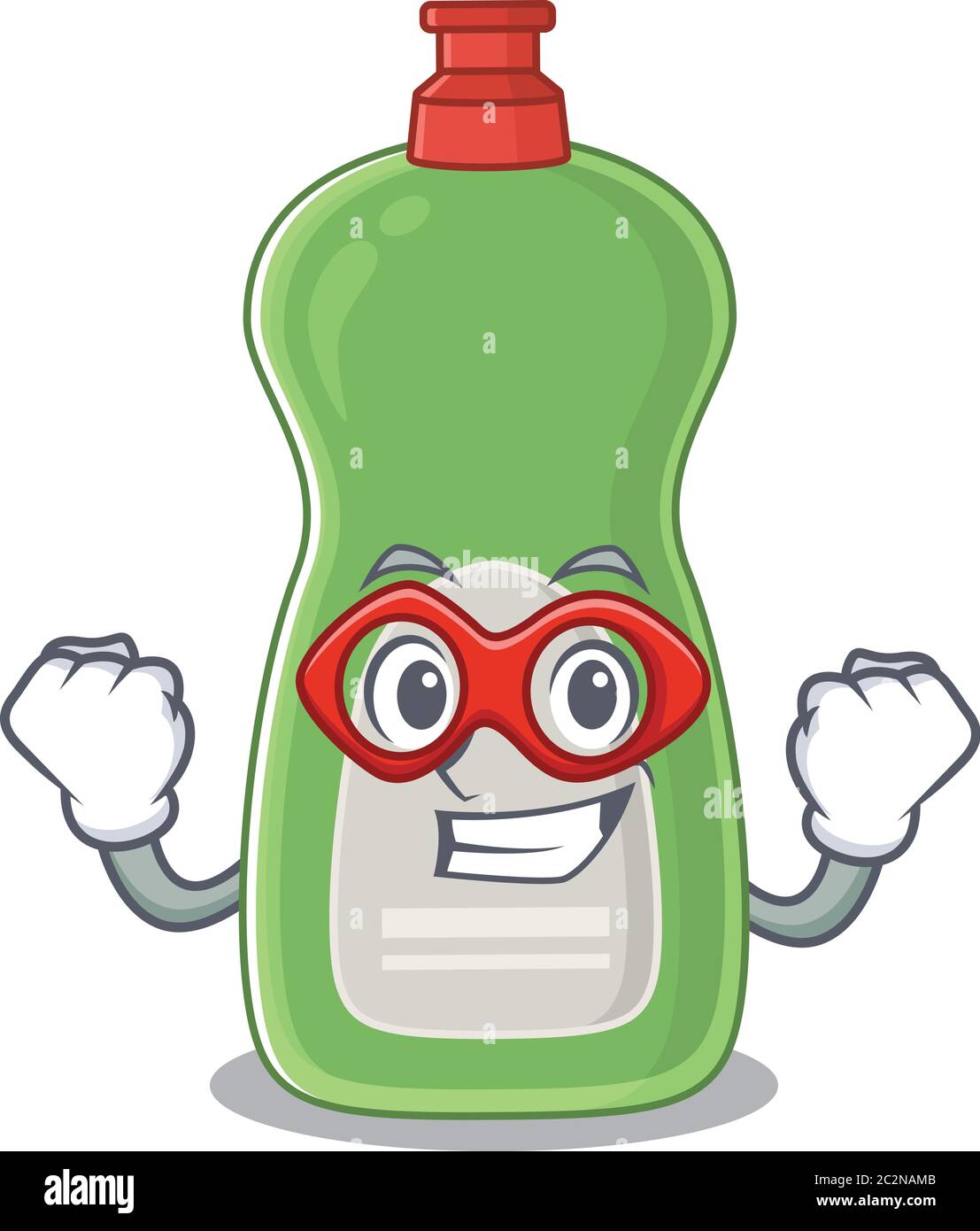 A cartoon mascot of dishwashing liquid in a fantastic Super hero character Stock Vector