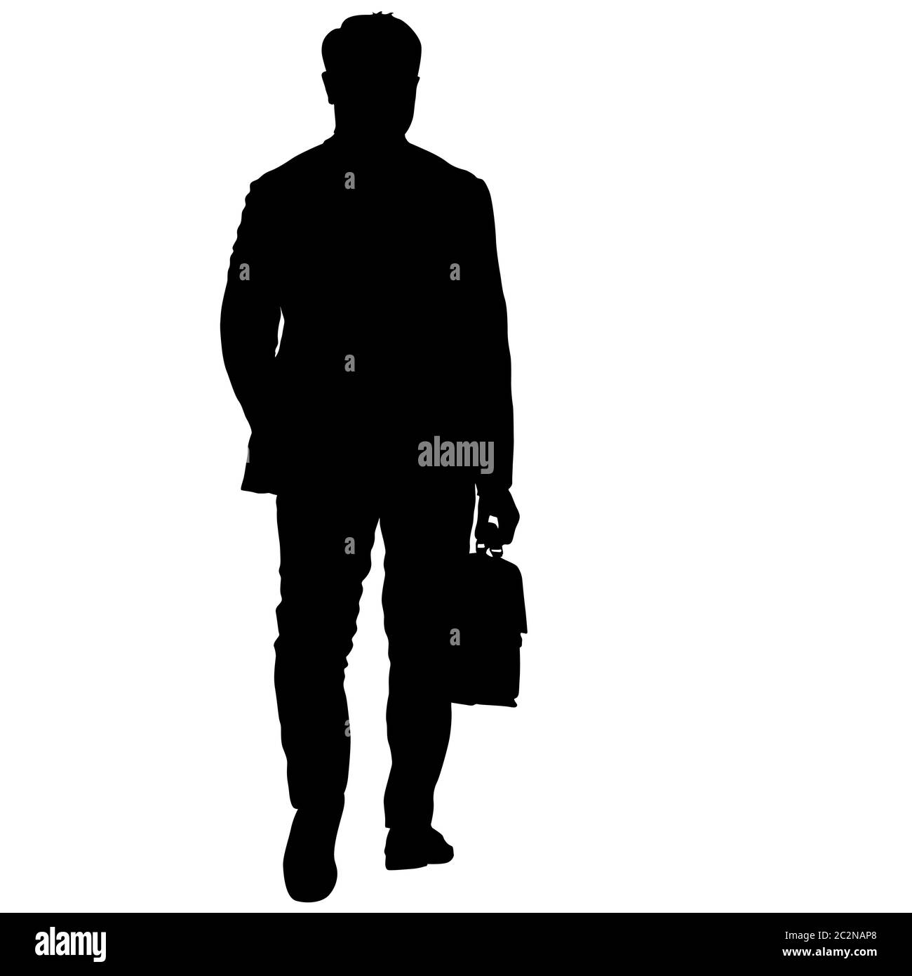 Black silhouettes man with a briefcase on white background. Vector ...
