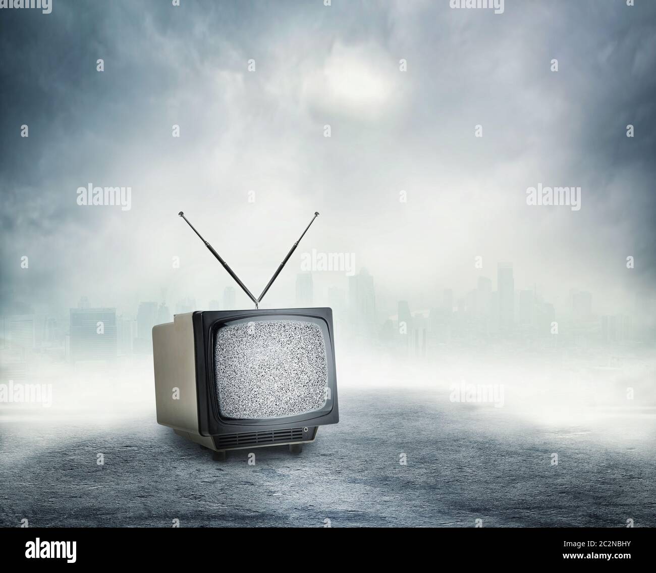 Old TV set in abstract surround Stock Photo