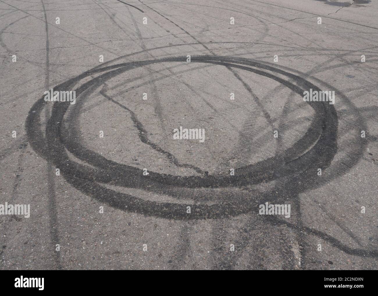 Black trail from rubber tires on the asphalt Stock Photo Alamy