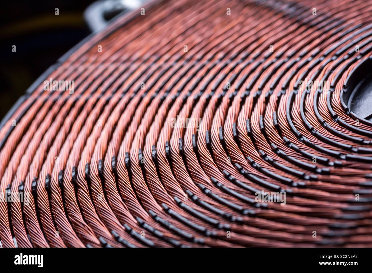 Induction heater copper coil closeup. Electric wires macro detail Stock Photo Alamy